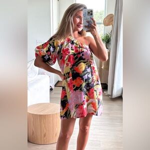 Floral One-Shoulder Dress